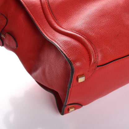 Celine Drummed Calfskin Shoulder Luggage Red 14 of 20
