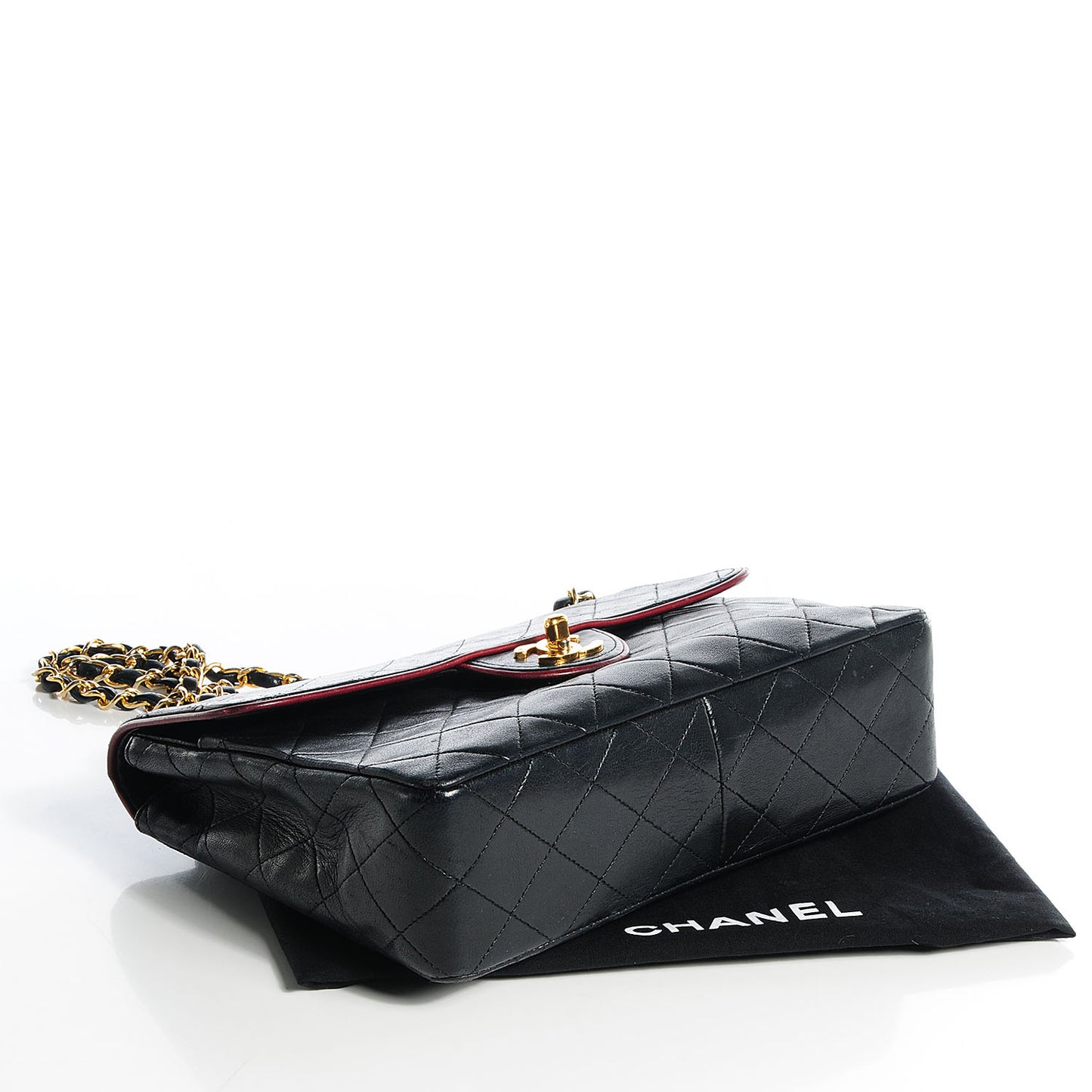 Lambskin Quilted Bi-Color Small Single Flap Black