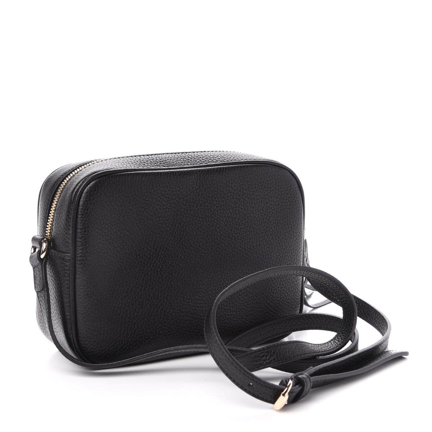Pebbled Calfskin Small Soho Disco Bag Black