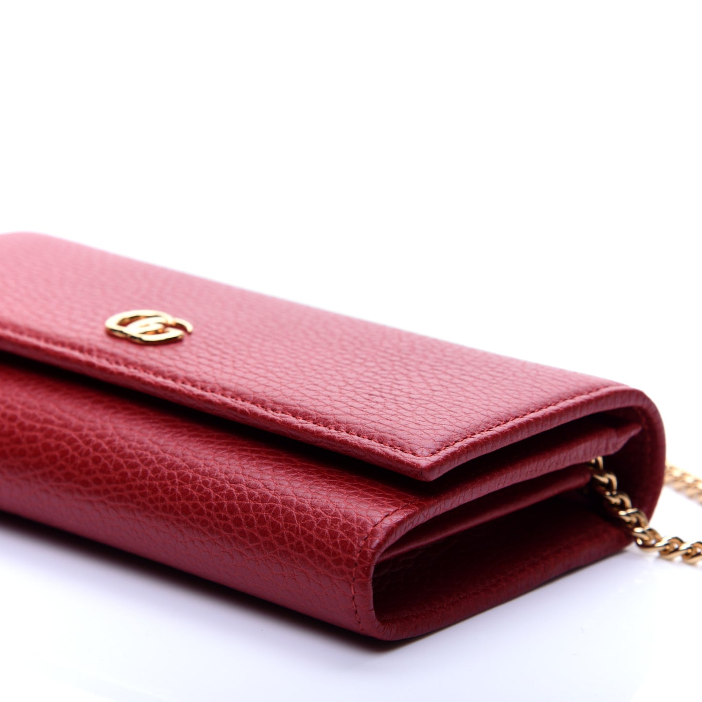 Dollar Calfskin Petite GG Marmont Wallet Chain Bag Hibiscus Red