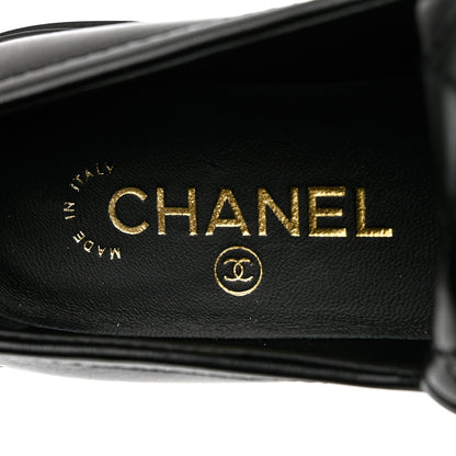 Chanel Lambskin Quilted CC Turnlock Loafers 37.5 Black 7 of 10