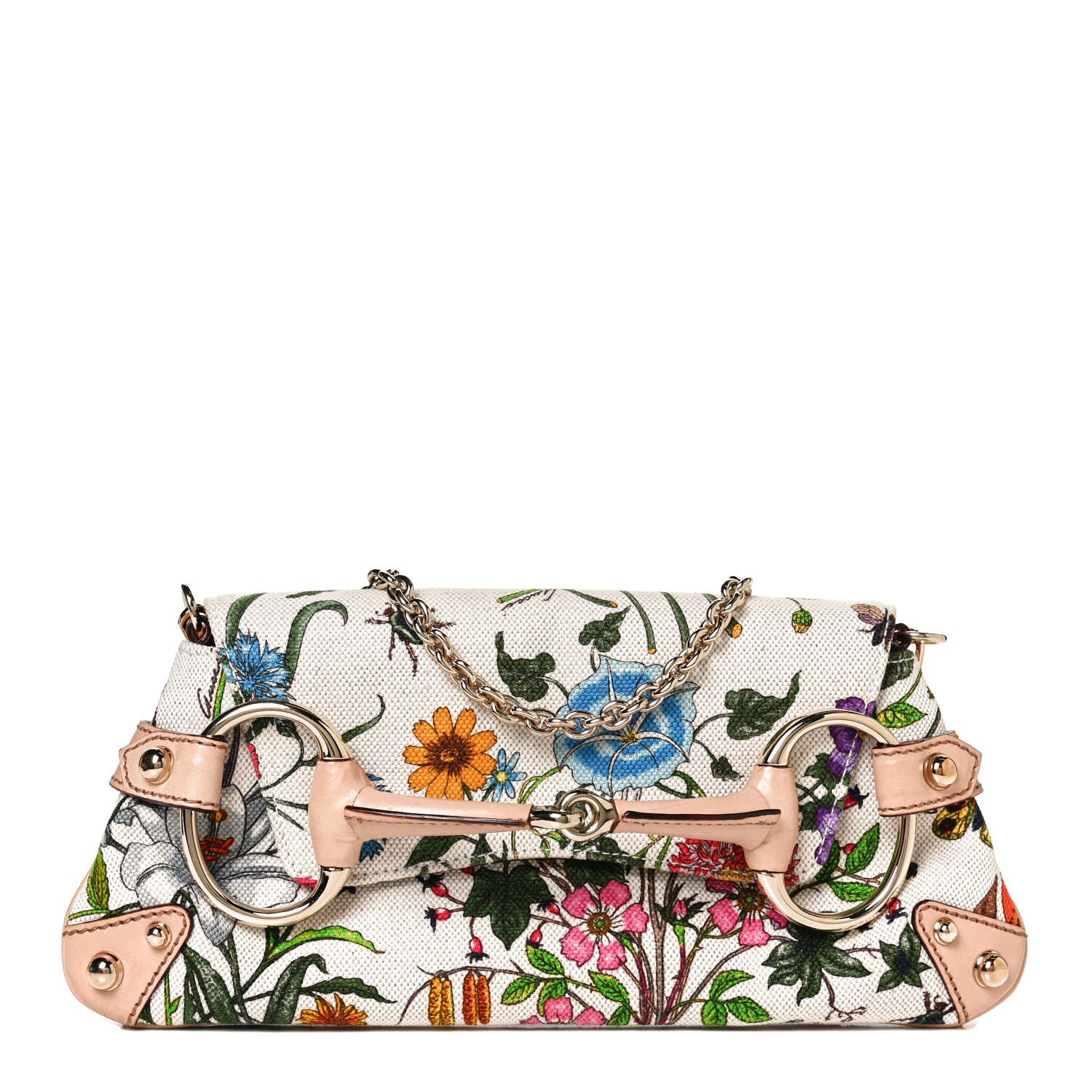 Gucci Canvas Flora Floral Horsebit Clutch 1 of 10