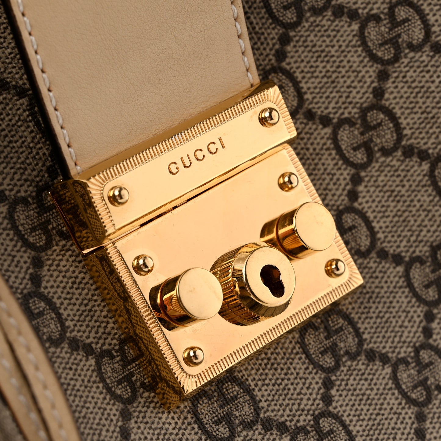 GG Supreme Monogram Medium Padlock Tote White