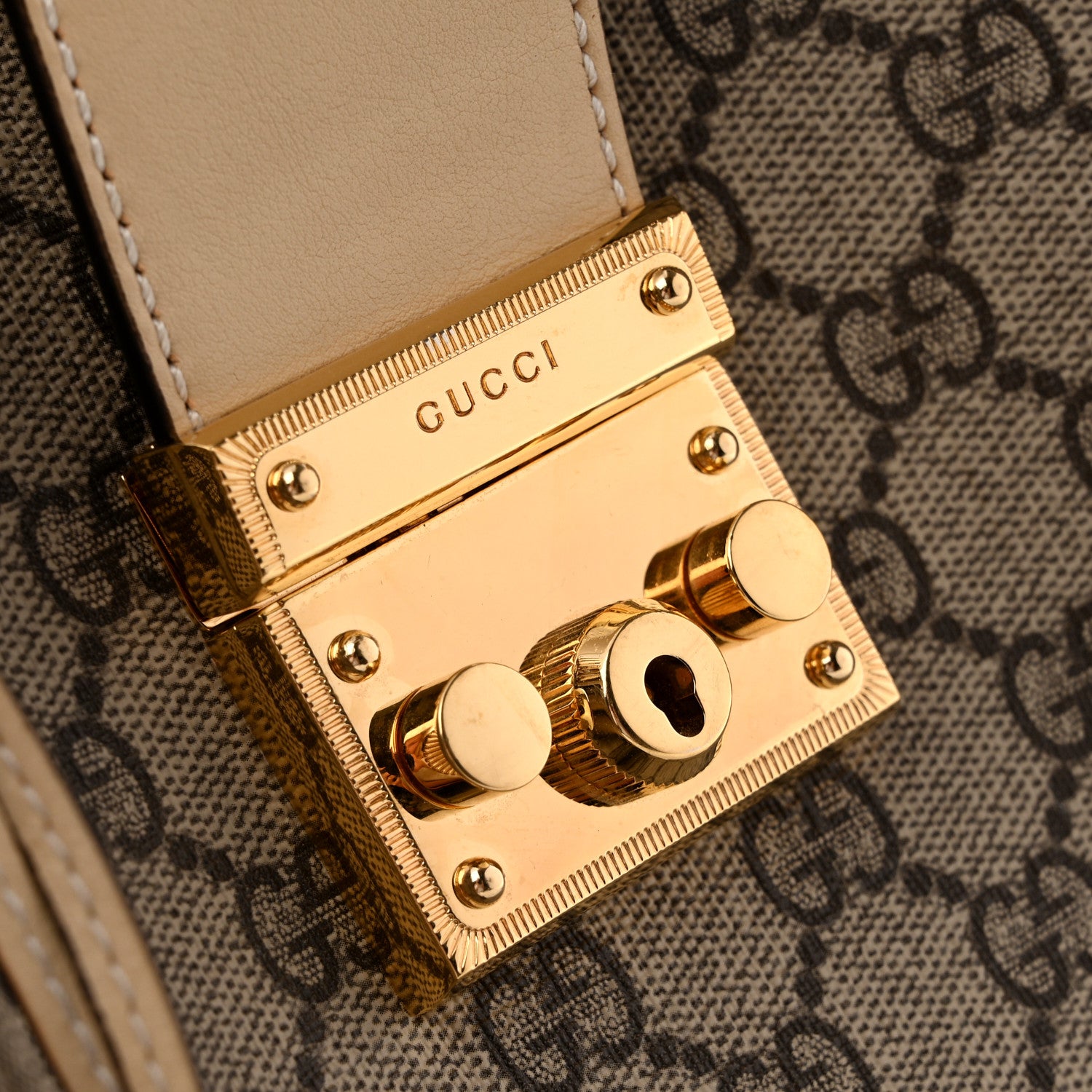 Gucci GG Supreme Monogram Medium Padlock Tote White 13 of 14