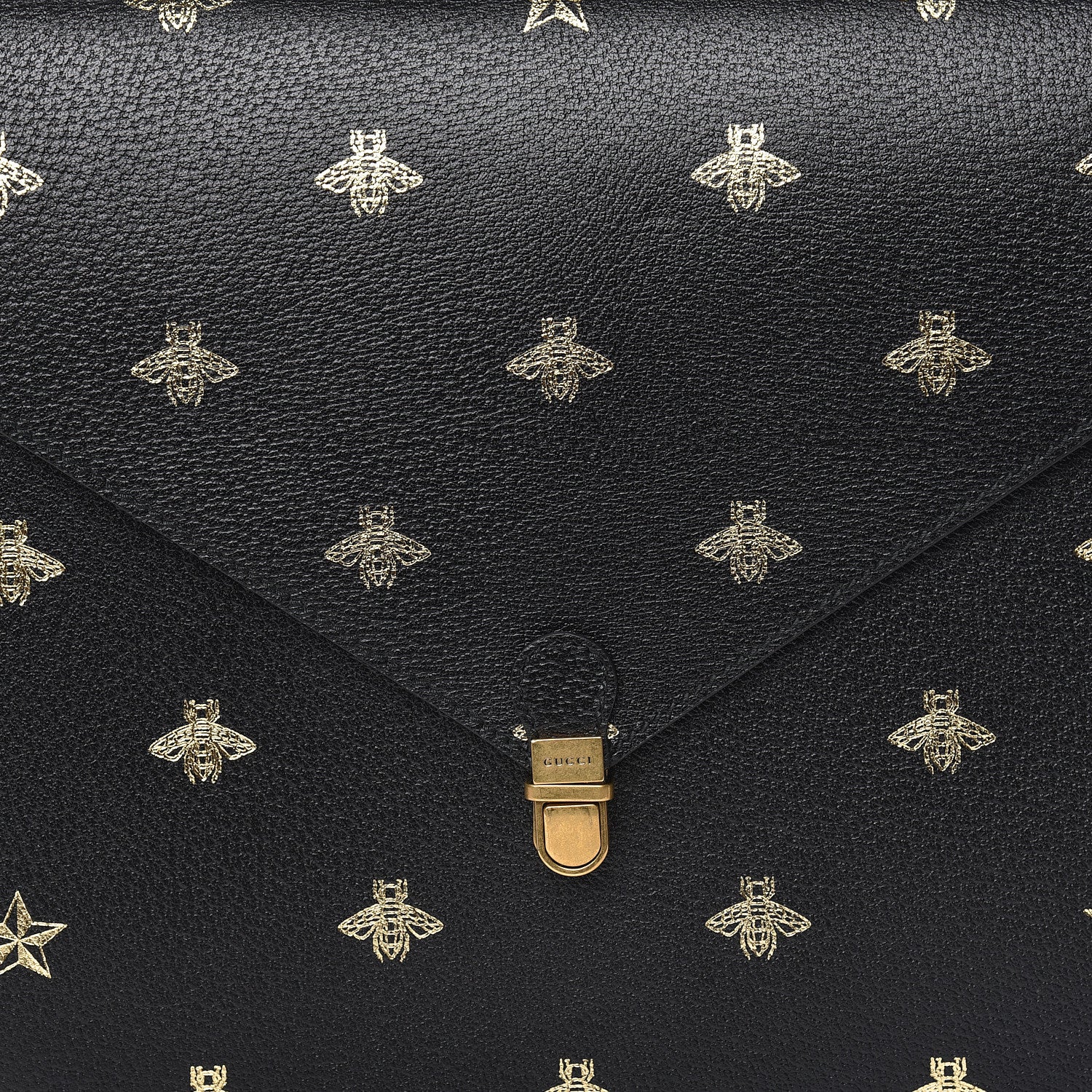 Gucci Grained Calfskin Bee Star Portfolio Black 8 of 9