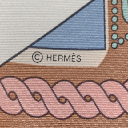 Hermes Silk La Berline Bayadere Scarf 90 White Bleu Ciel Vieux Rose 4 of 6