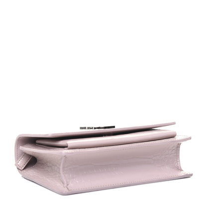 Saint Laurent Calfskin Crocodile Embossed Small Monogram Sunset Soft Nude 4 of 12