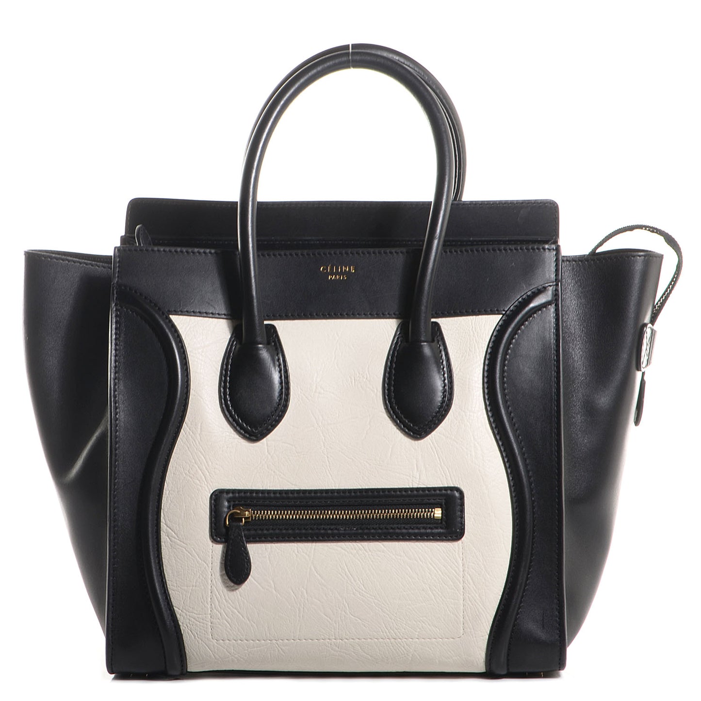 Smooth Calfskin Shrunken Lambskin Mini Luggage Black White