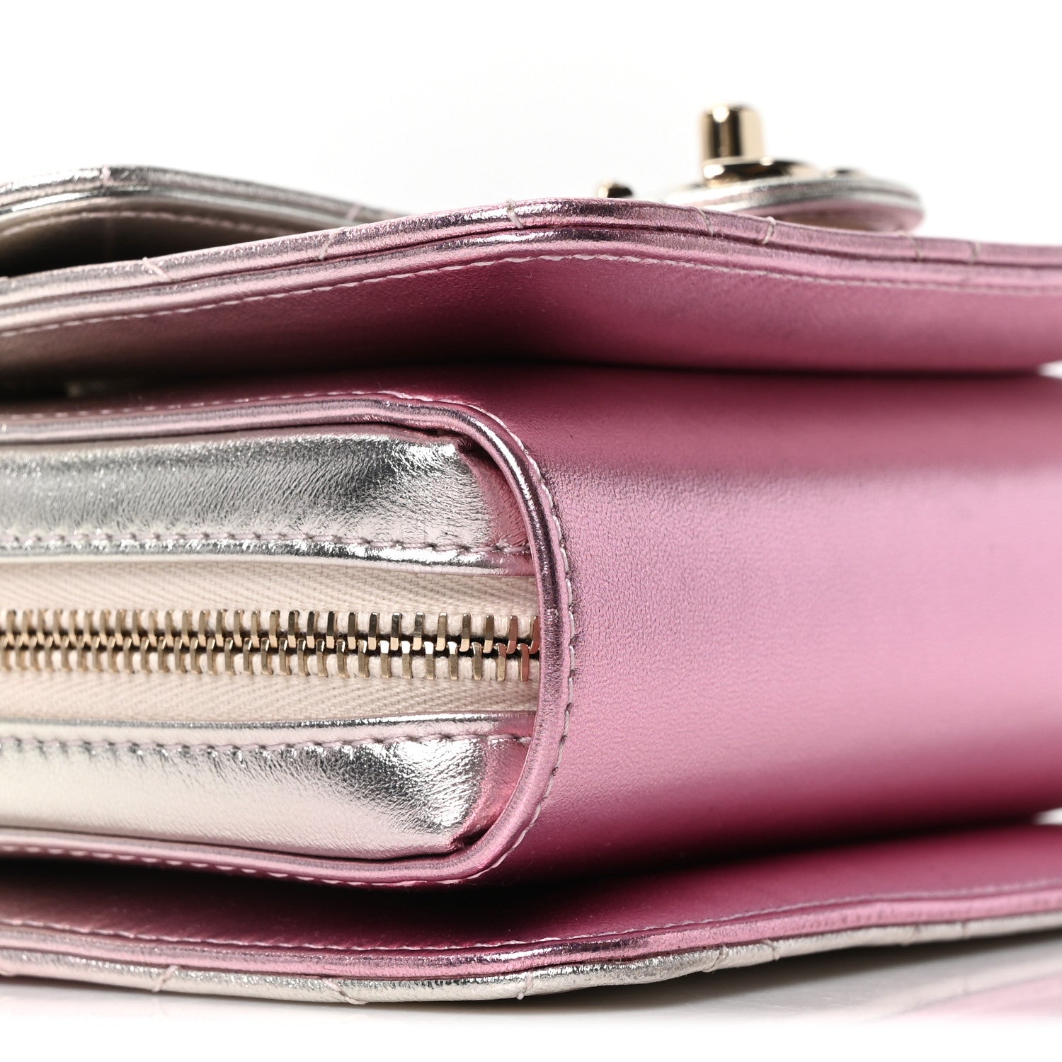 Chanel Metallic Lambskin Like A Wallet Flap Golden Pink 9 of 10