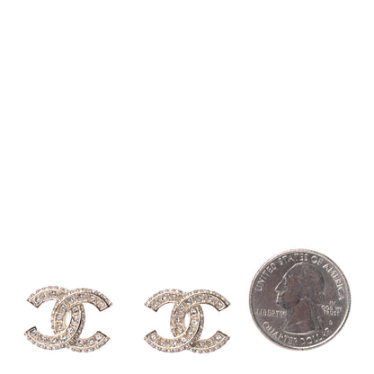 Chanel Crystal Timeless CC Earrings Light Gold 2 of 4