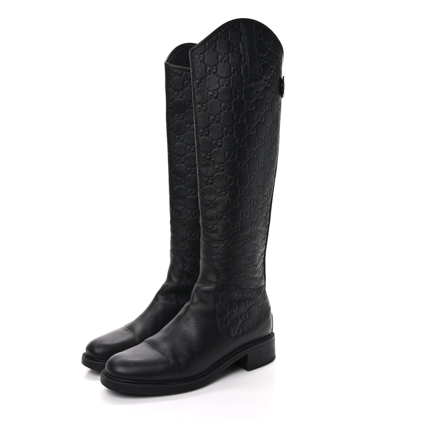 Guccissima Calfskin Miro Soft Knee High Riding Boots 37.5 Black