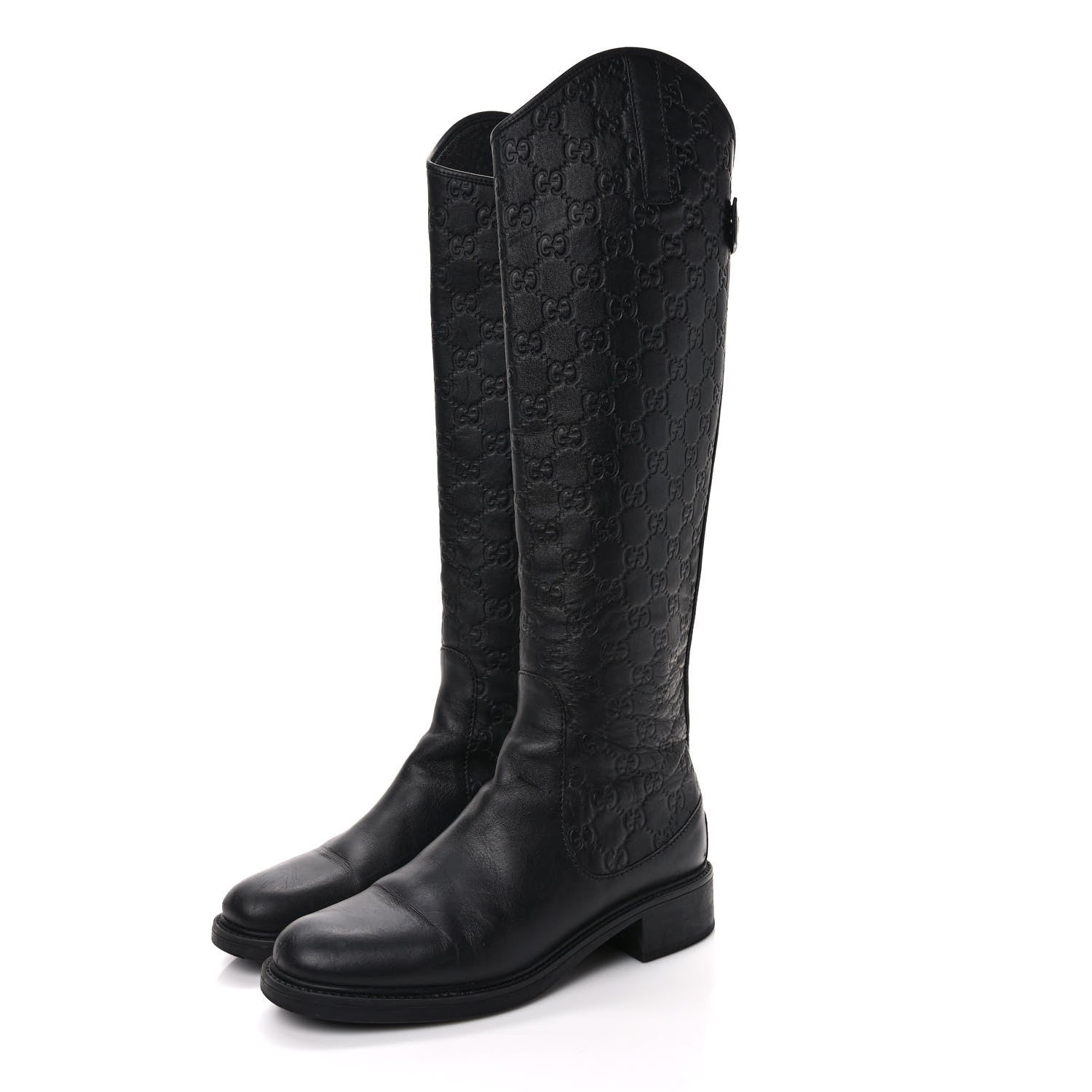Gucci Guccissima Calfskin Miro Soft Knee High Riding Boots 37.5 Black 3 of 8