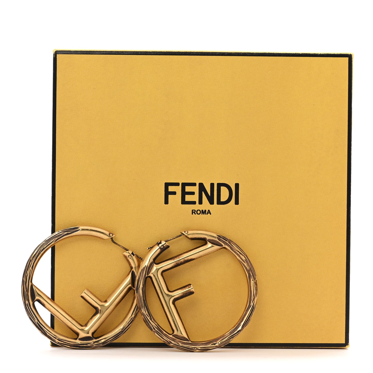 Metal FF Hoop Earrings Gold