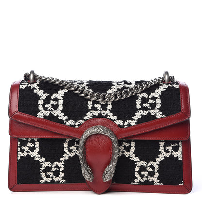 Gucci Tweed GG Monogram Small Dionysus Shoulder Bag Black White Romantic Cherry 1 of 12