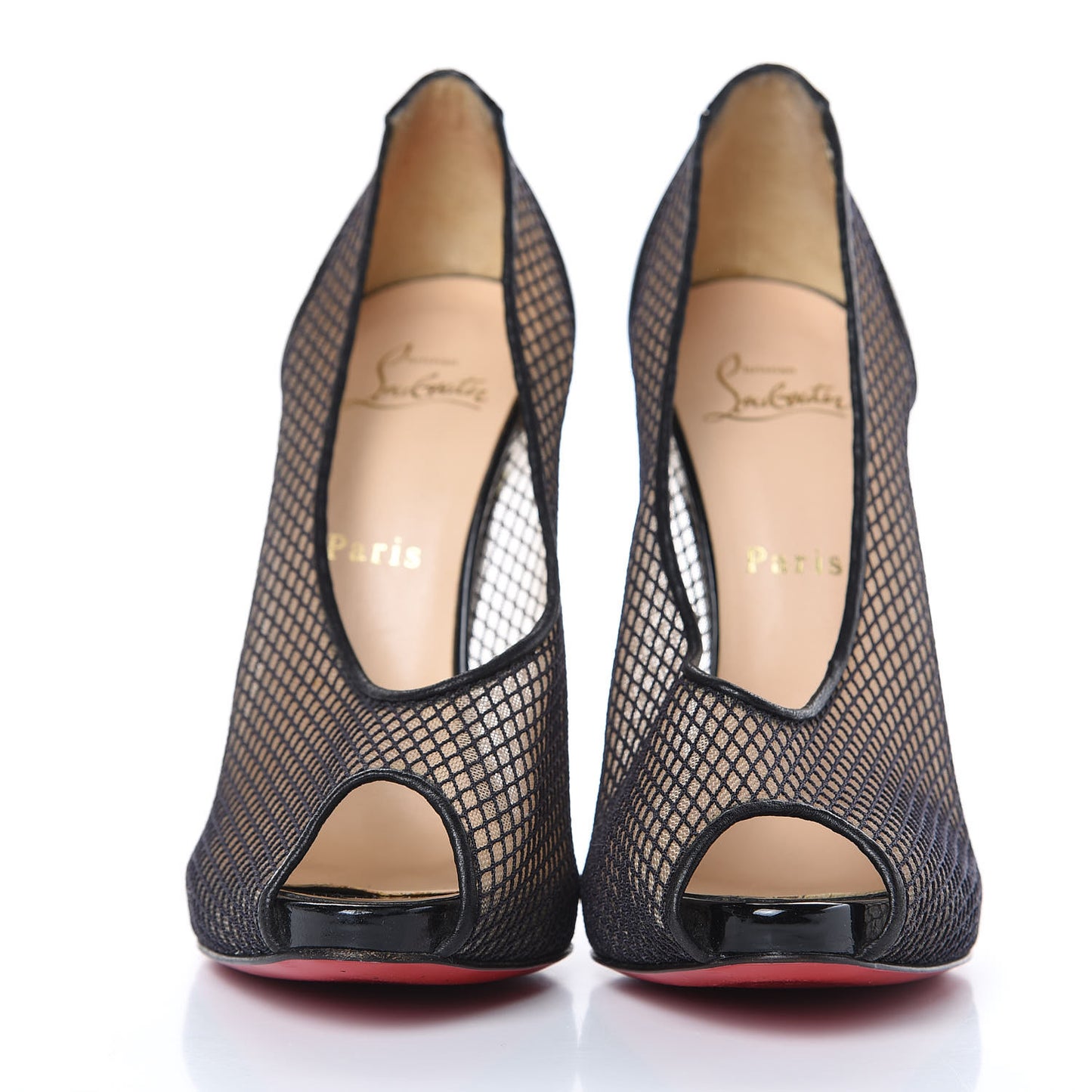 Mesh Patent Very Rete 120 Platform Peep Toe Pumps 38.5 Black