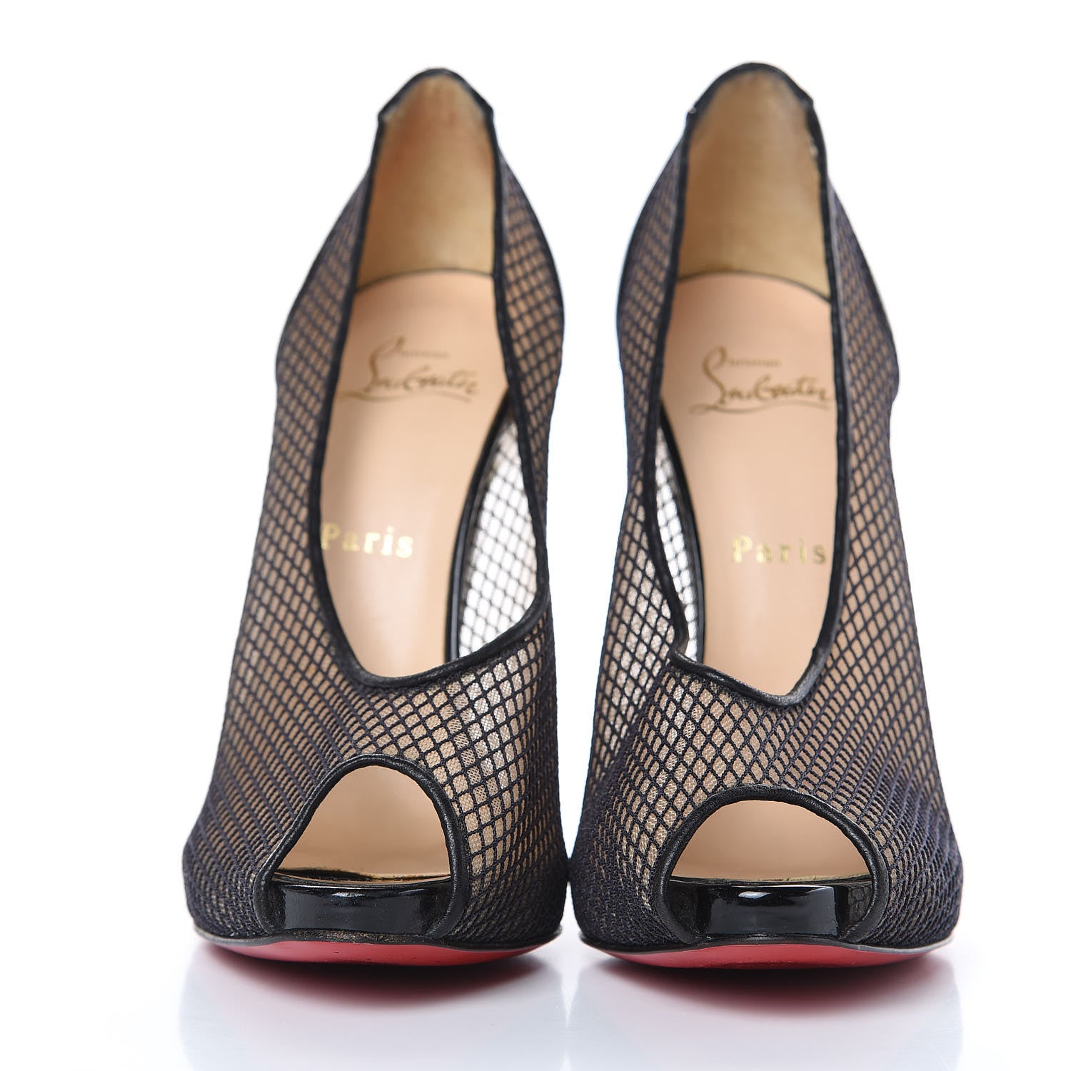 Christian Louboutin Mesh Patent Very Rete 120 Platform Peep Toe Pumps 38.5 Black 2 of 12