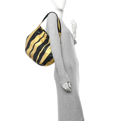 Prada Nappa Mordore Stripes Shoulder Bag Black Oro 2 of 11