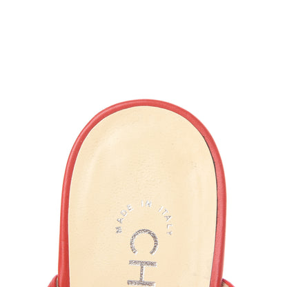 Chanel Lambskin Chain Flat Sandals 36 Red 11 of 18