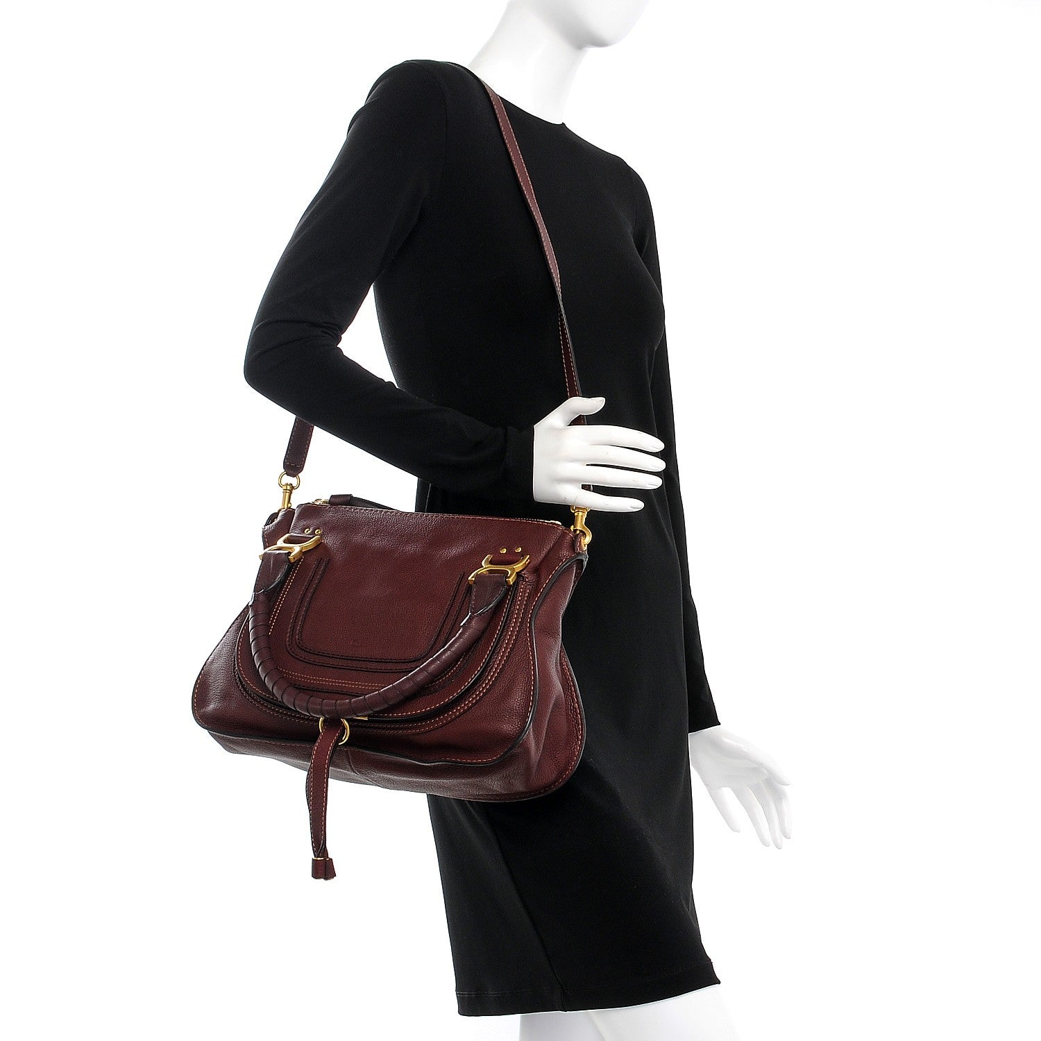 Chloe Calfskin Medium Marcie Satchel Wine Purple 2 of 8