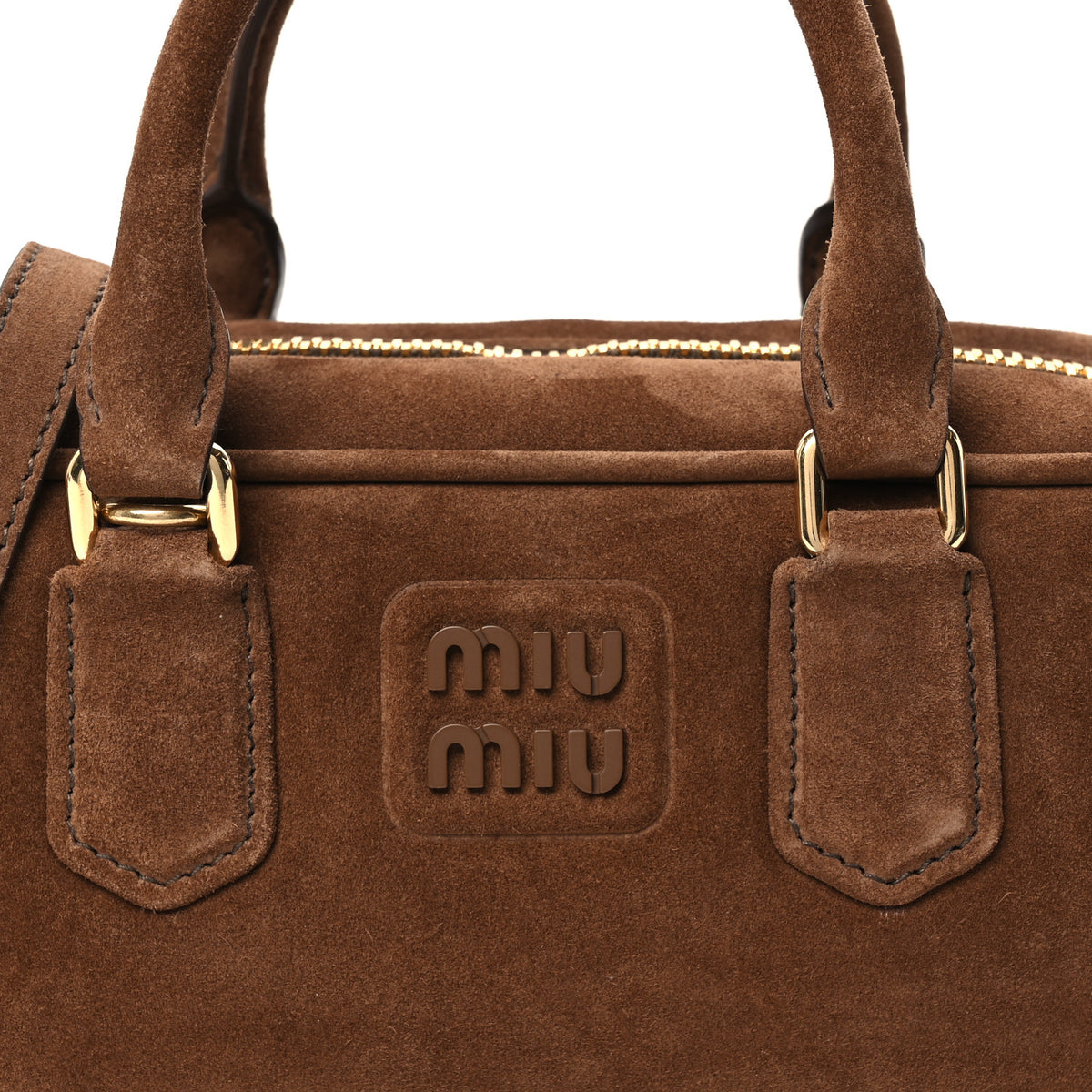 Suede Padded Regular Arcadie Top Handle Bag Cacao