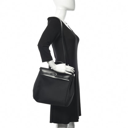Hermes Military Toile Vache Hunter Herbag Zip PM 31 Black 2 of 10