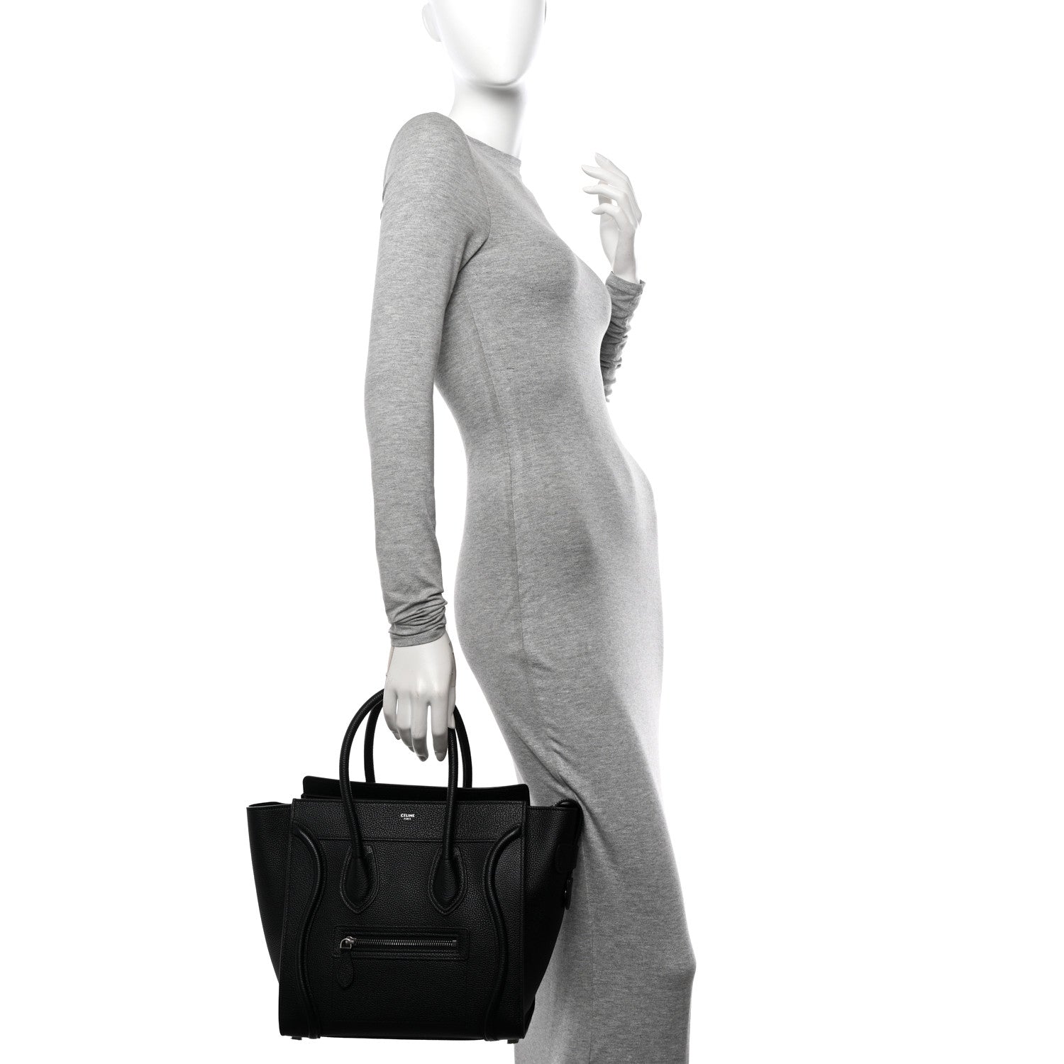 Celine Drummed Calfskin Micro Luggage Black 2 of 11