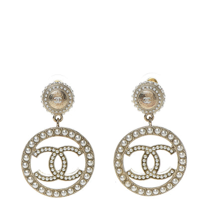 Chanel Pearl CC Dangle Earrings Gold 1 of 5