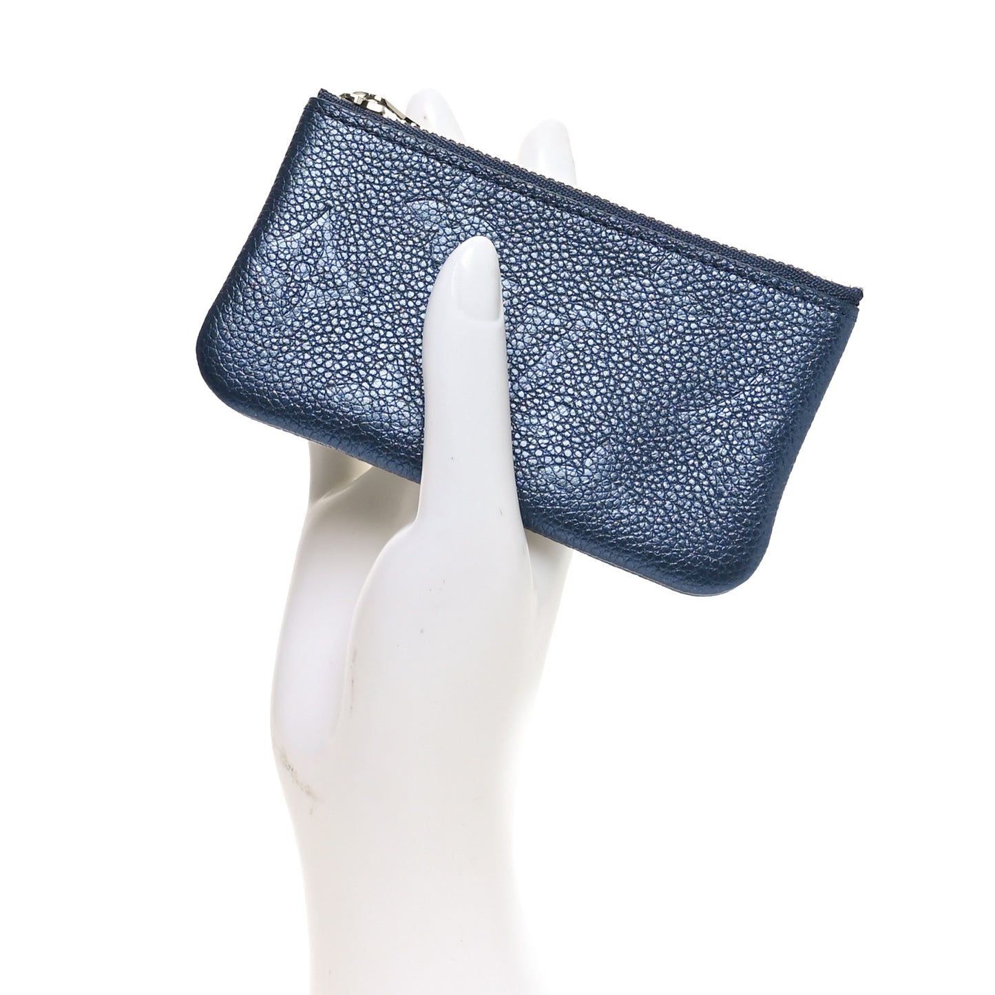 Metallic Empreinte Monogram Giant Key Pouch Navy Nacre