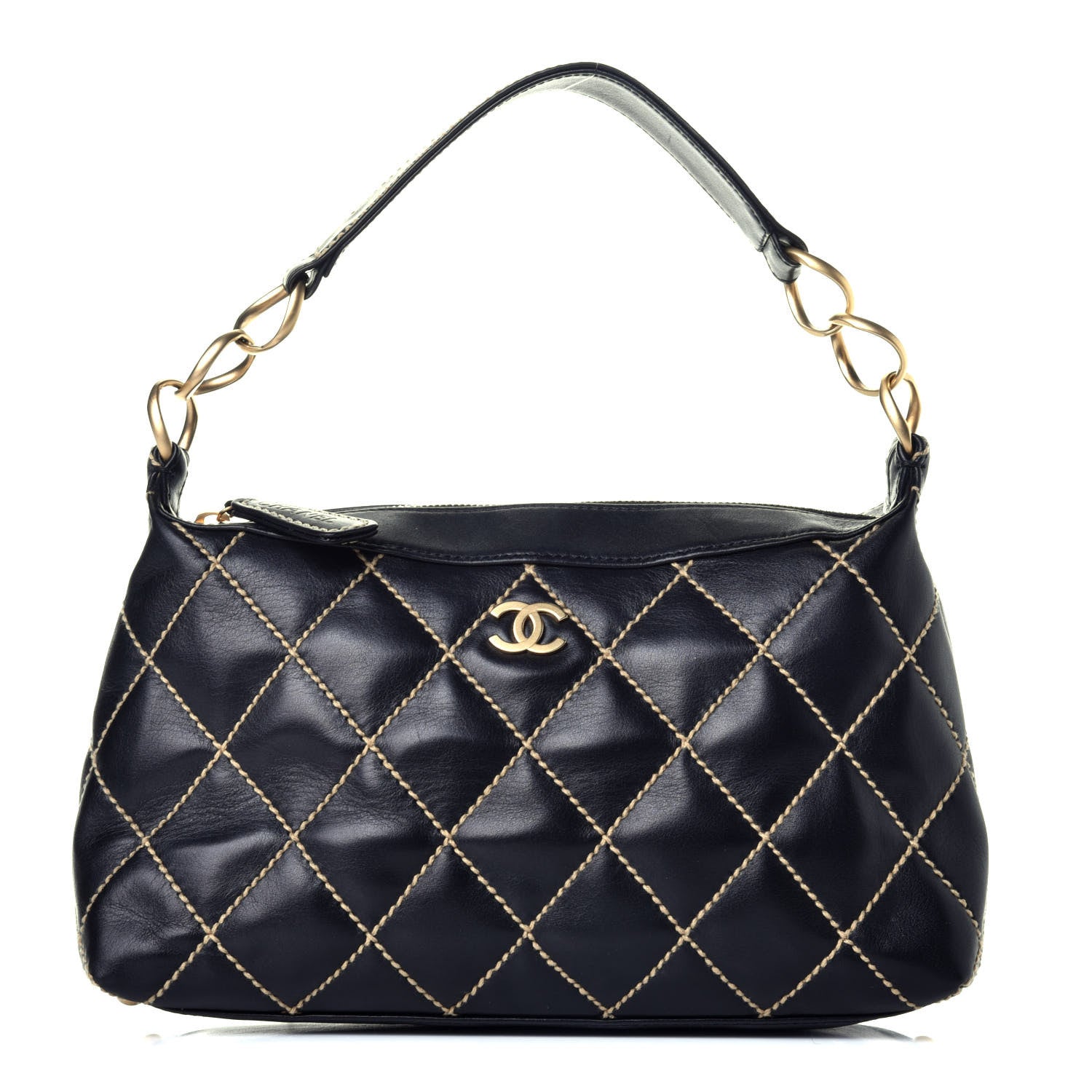 Chanel Calfskin Wild Stitch Hobo Black 1 of 8