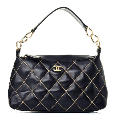 Chanel Calfskin Wild Stitch Hobo Black 1 of 8