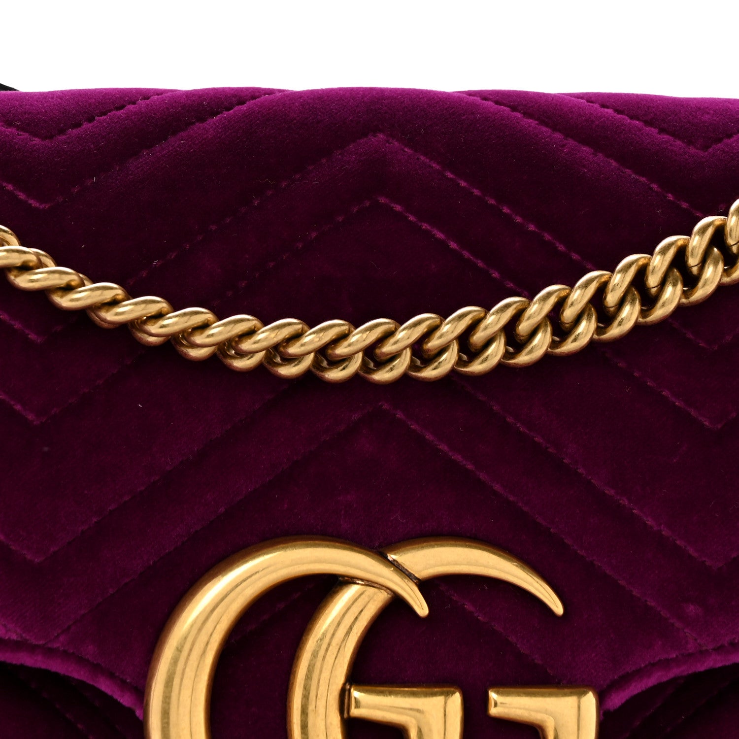Gucci Velvet Matelasse Medium GG Marmont Shoulder Bag Fuchsia Violet Cyclamen 8 of 13