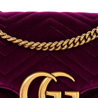Gucci Velvet Matelasse Medium GG Marmont Shoulder Bag Fuchsia Violet Cyclamen 8 of 13