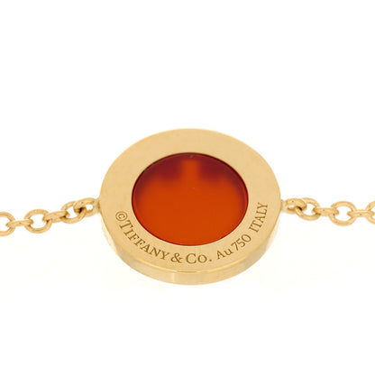 Tiffany 18K Yellow Gold Diamond Carnelian T Circle Bracelet 4 of 5