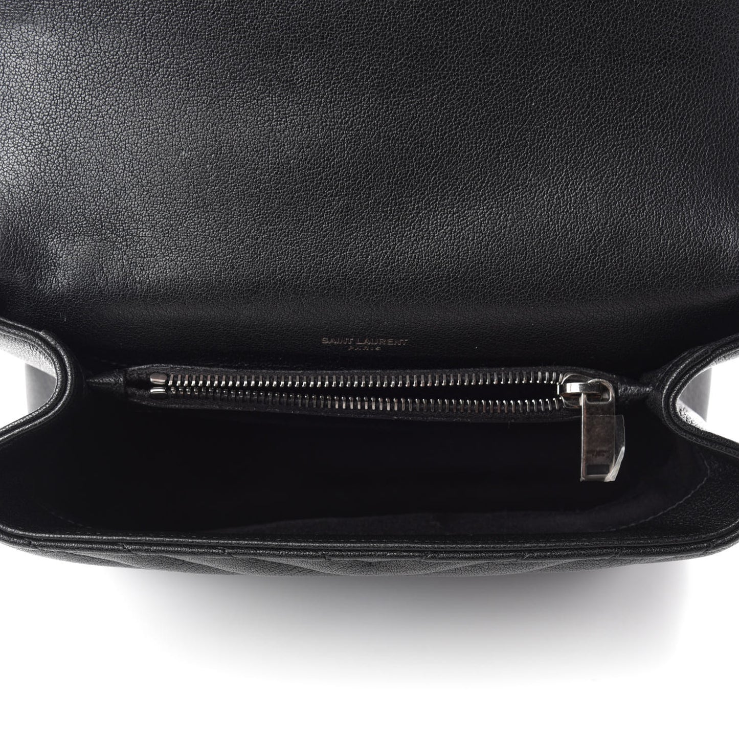 Sheepskin Matelasse Chevron Monogram Medium College Bag Black