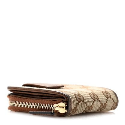 Gucci Monogram Dollar Calfskin Zip Around French Wallet Beige Ebony Tabacco 4 of 9