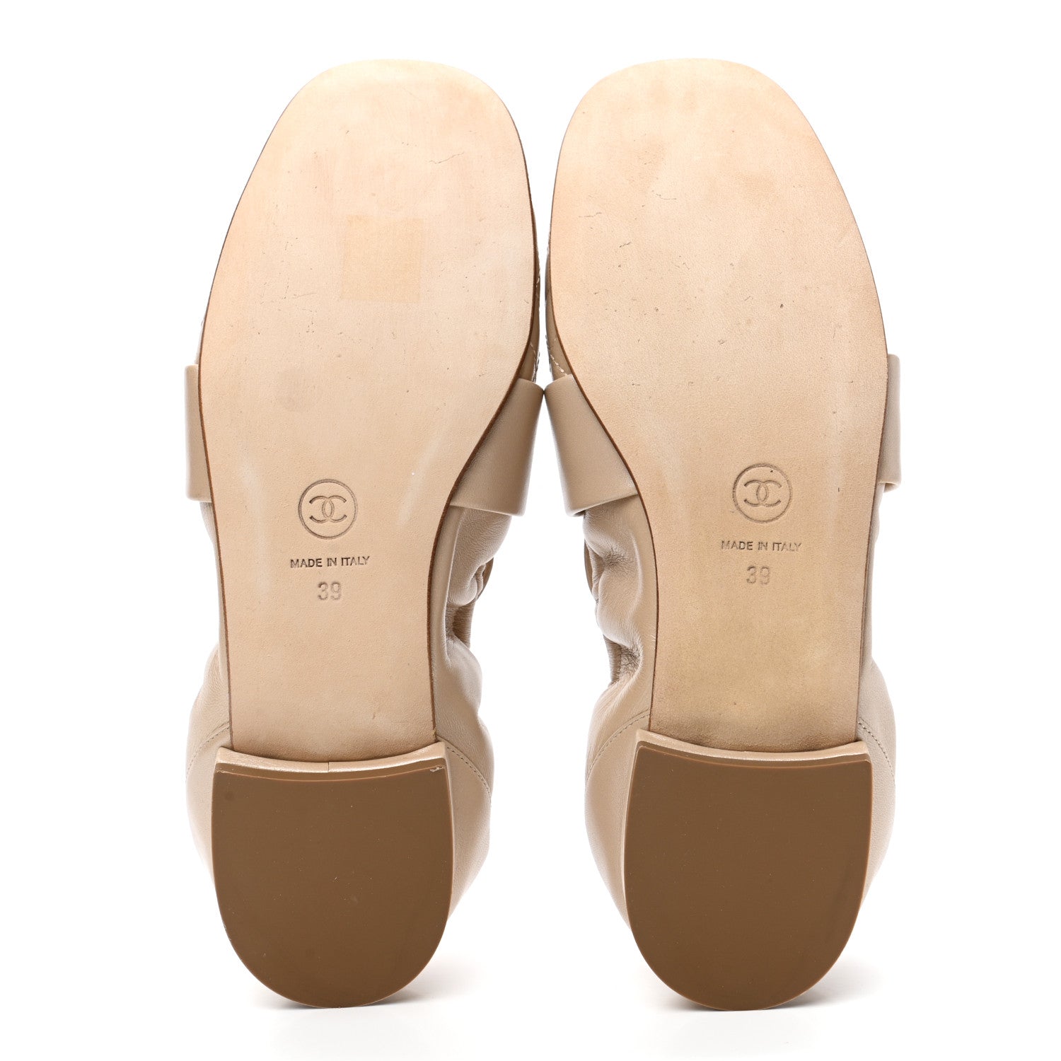Chanel Laminated Lambskin Womens Quilted Elastic CC Moccasin Loafers 39 Beige 5 of 8