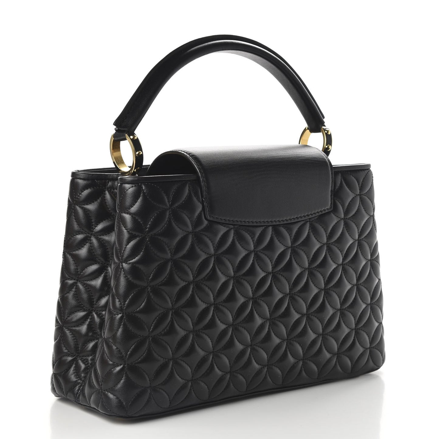 Lambskin Quilted Flower Capucines PM Black