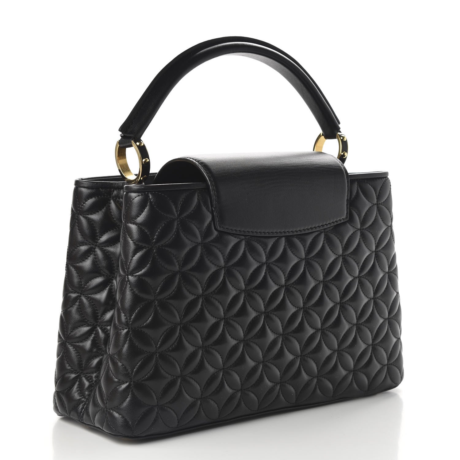 Louis Vuitton Lambskin Quilted Flower Capucines PM Black 3 of 10