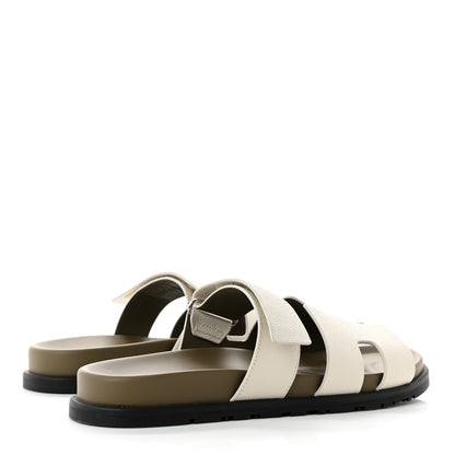 Hermes Epsom Mens Chypre Sandals 41 Beige Glaise Vert Toundra 4 of 9