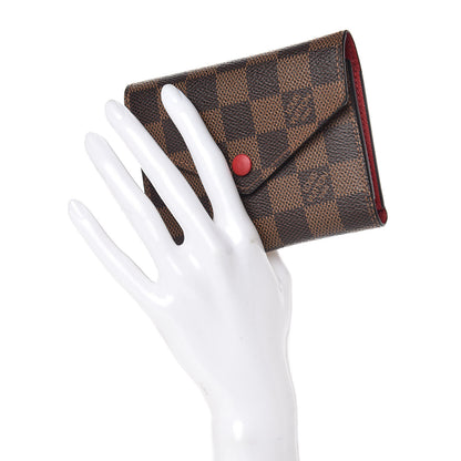 Louis Vuitton Damier Ebene Victorine Wallet Red 2 of 9