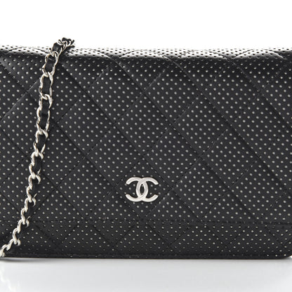 Chanel Perforated Lambskin Quilted Wallet On Chain WOC Black 11 of 11
