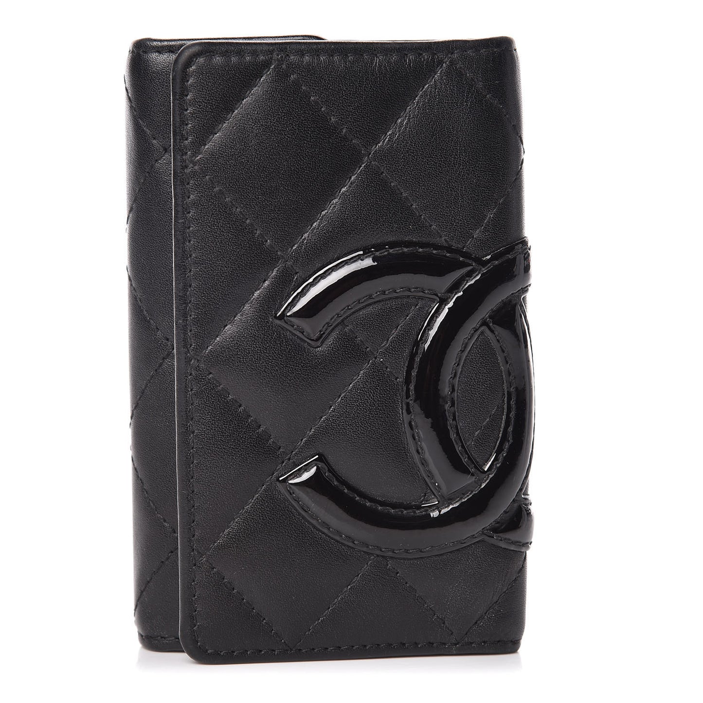 Calfskin Quilted Cambon 6 Key Holder Black
