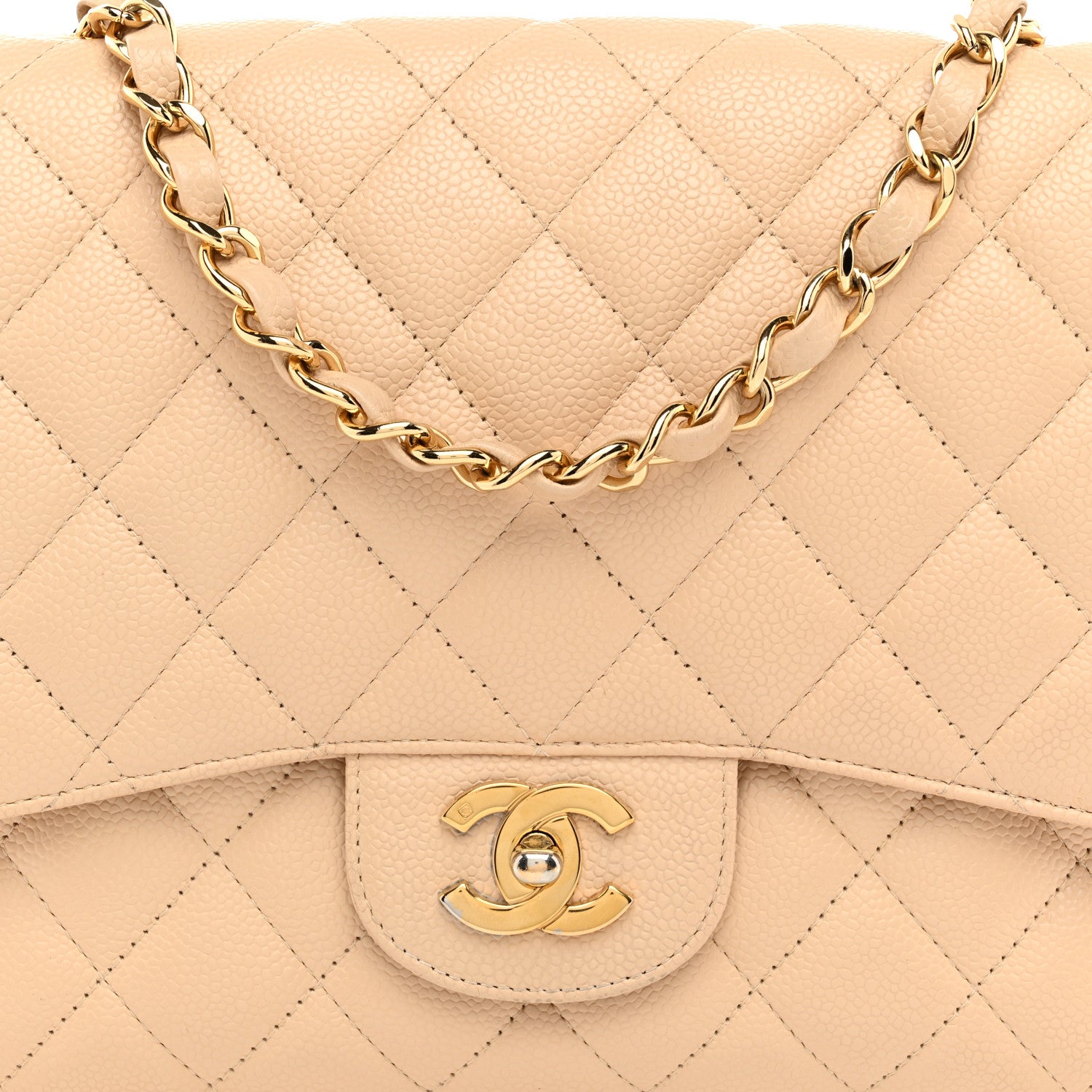 Chanel Caviar Quilted Jumbo Single Flap Beige 8 of 10