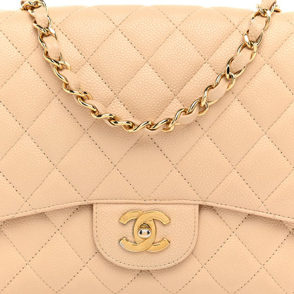 Chanel Caviar Quilted Jumbo Single Flap Beige 8 of 10