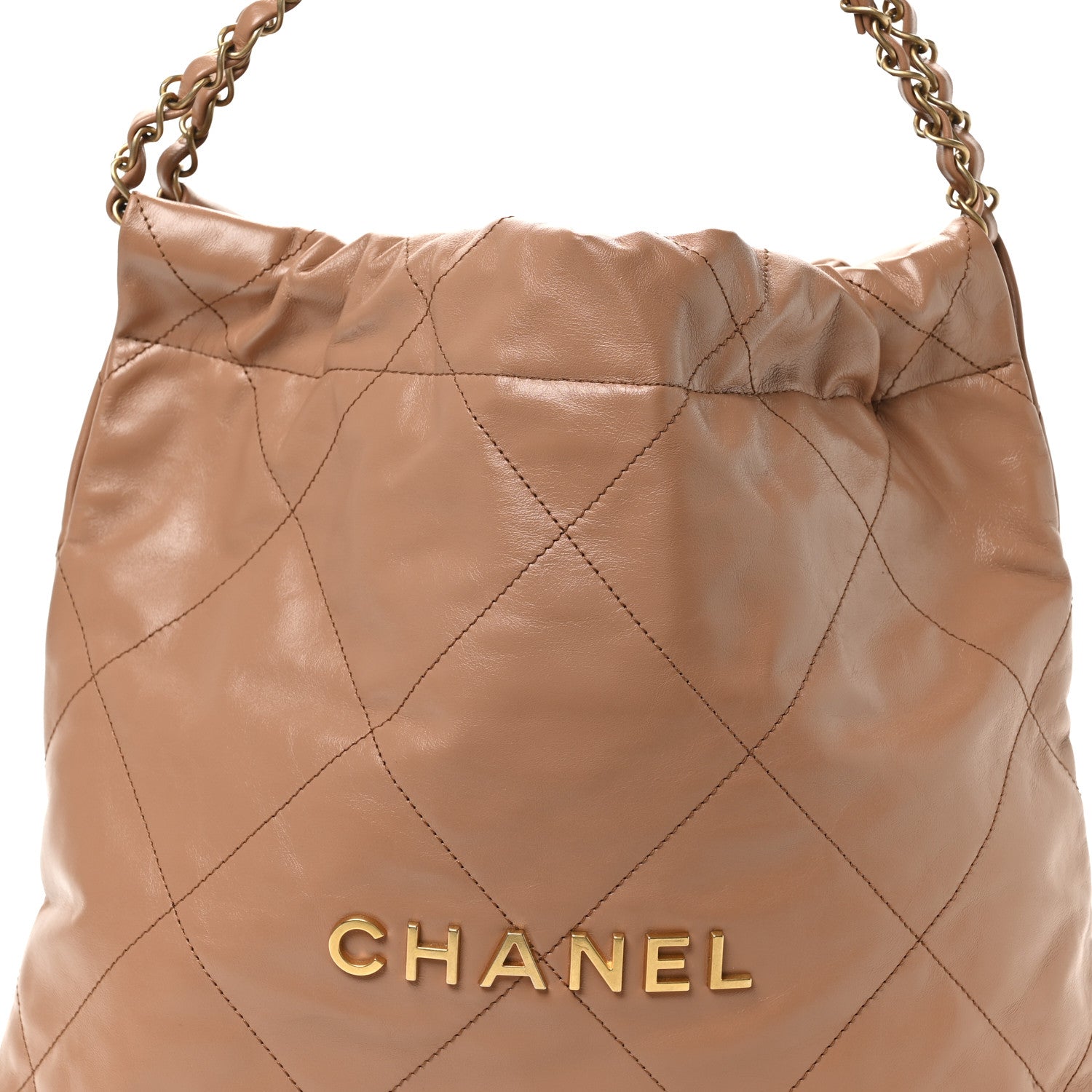 Chanel Shiny Calfskin Quilted Small Chanel 22 Camel 8 of 10