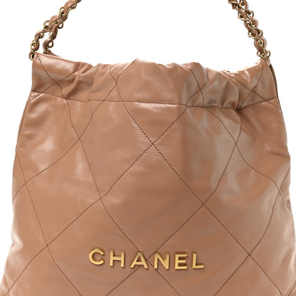 Chanel Shiny Calfskin Quilted Small Chanel 22 Camel 8 of 10