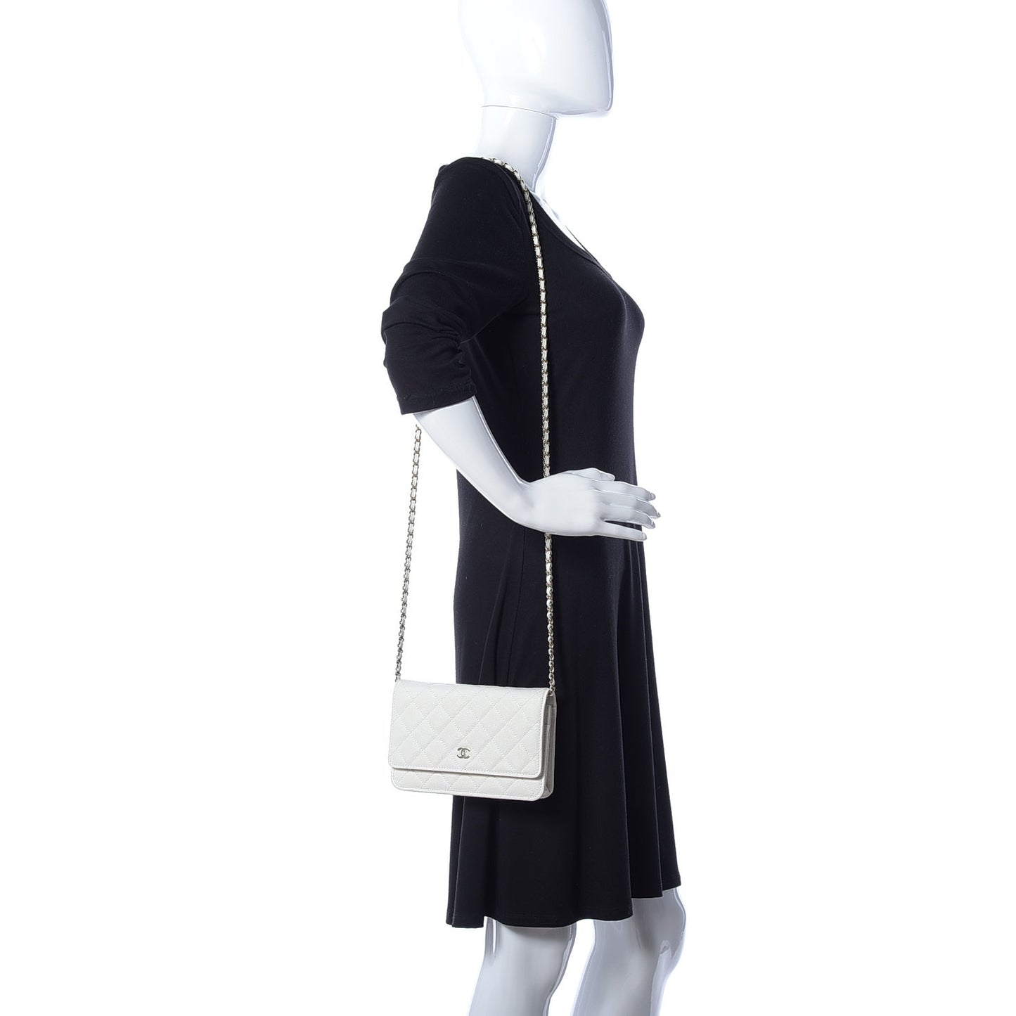 Caviar Quilted Wallet On Chain WOC White