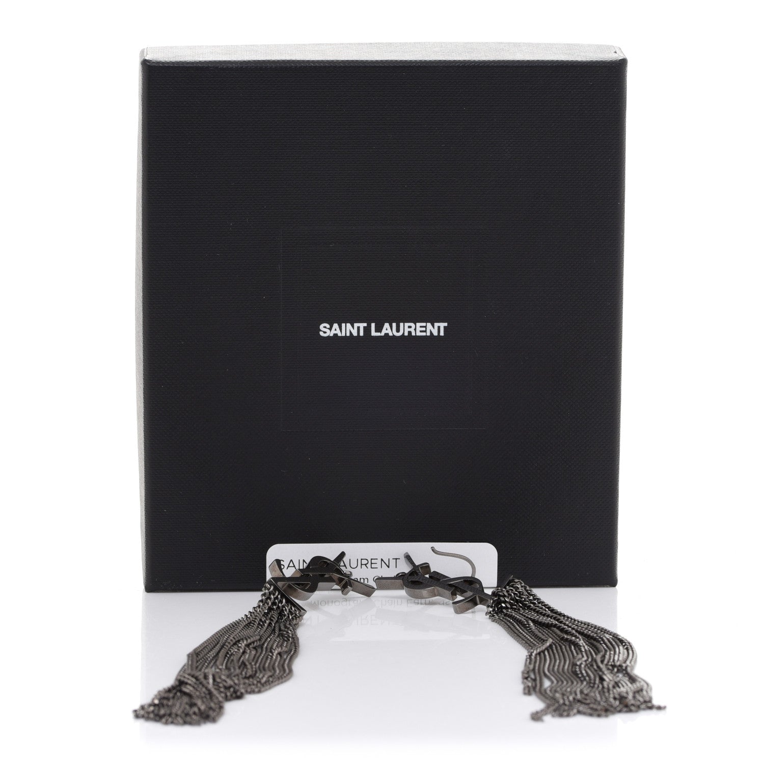 Saint Laurent Brass Monogram Chain Earrings 5 of 5