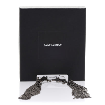 Saint Laurent Brass Monogram Chain Earrings 5 of 5