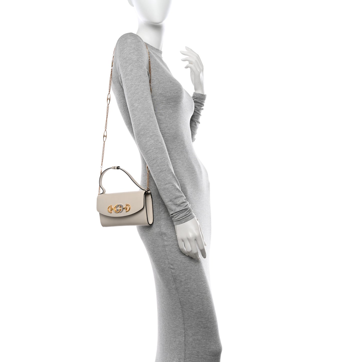 Shibuya Calfskin Small Zumi Top Handle Shoulder Bag Mystic White